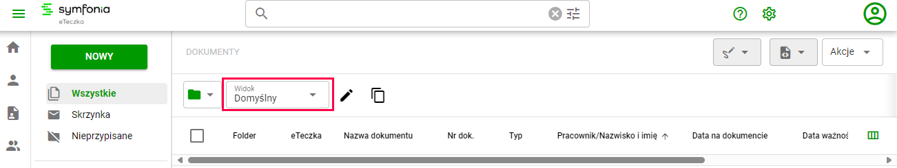 Widoki modułów z możliwością edycji w Symfonia eTeczka